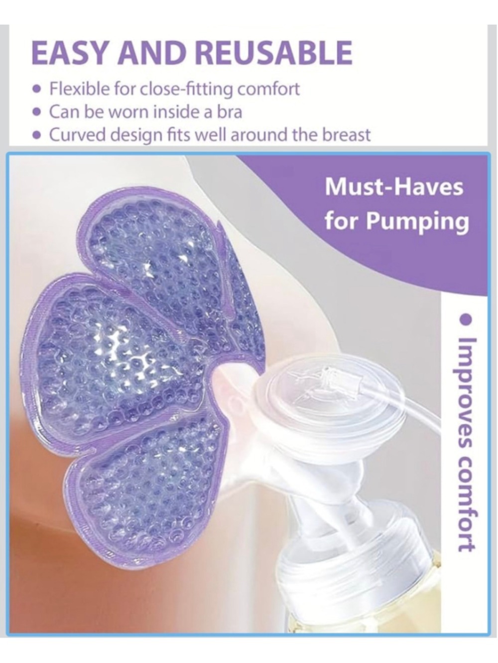 Lyntimo Women's 2 pk. Hot and Cold Breast Therapy Packs, One Size, Purple - Picture 4 of 5